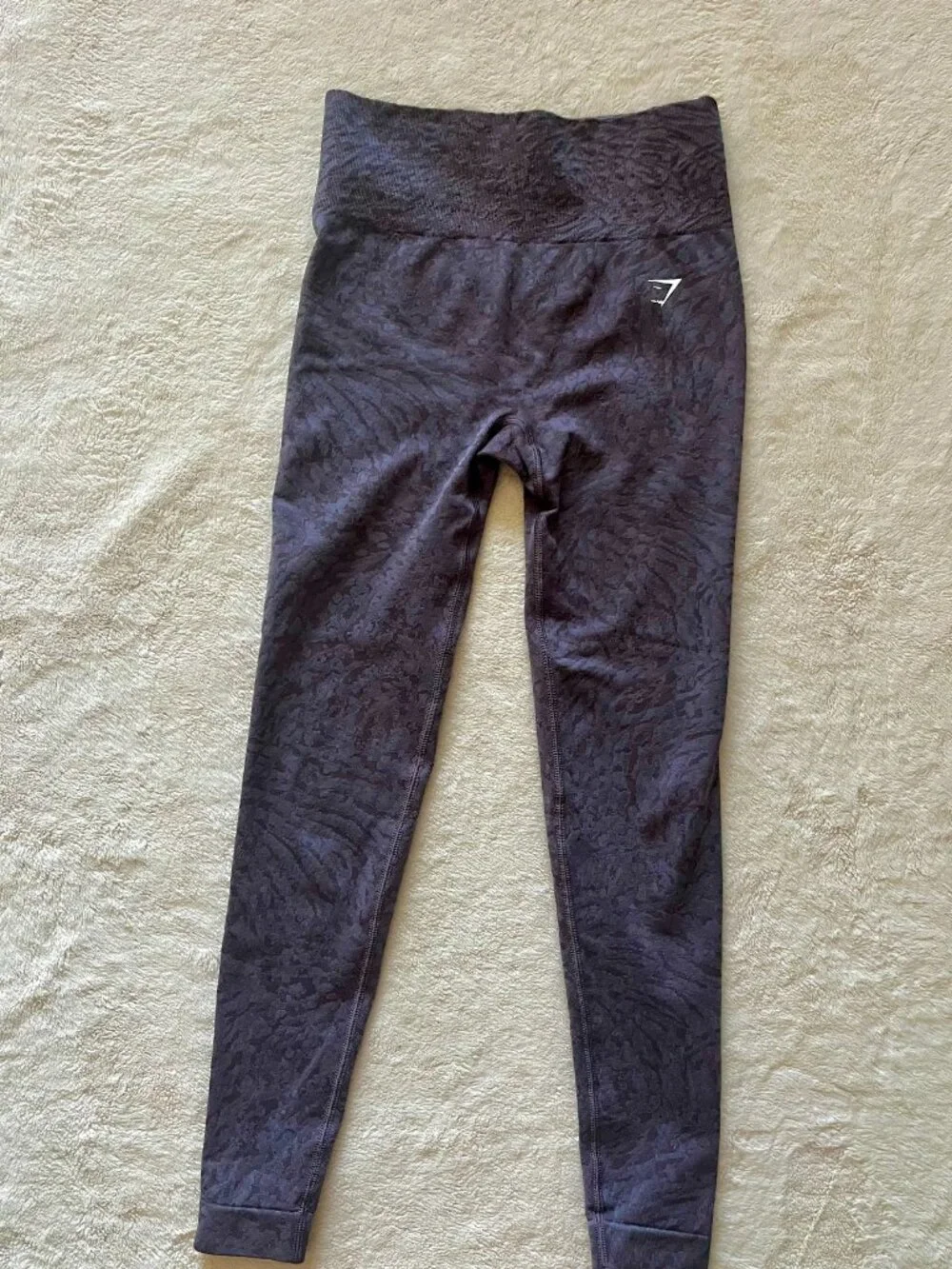 Gymshark Purple Pattern Matching Set | Scrunch Leggings S + Sports Bra M